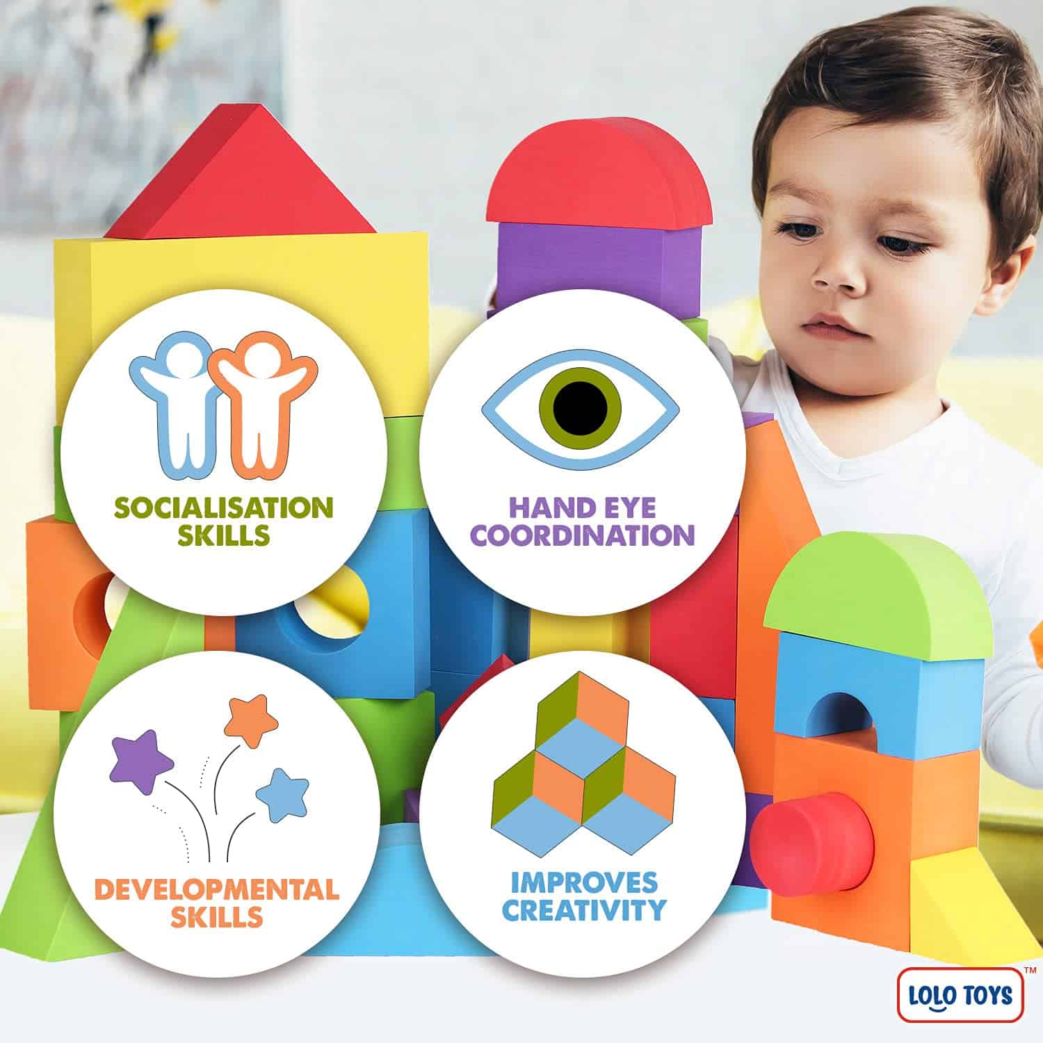 LOLO TOYS Juego de Bloques de Espuma Grandes para Niños - Imagen 6