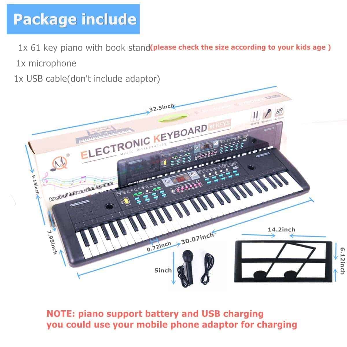 Piano de teclado de 61 teclas SEMART piano eléctrico - Imagen 3