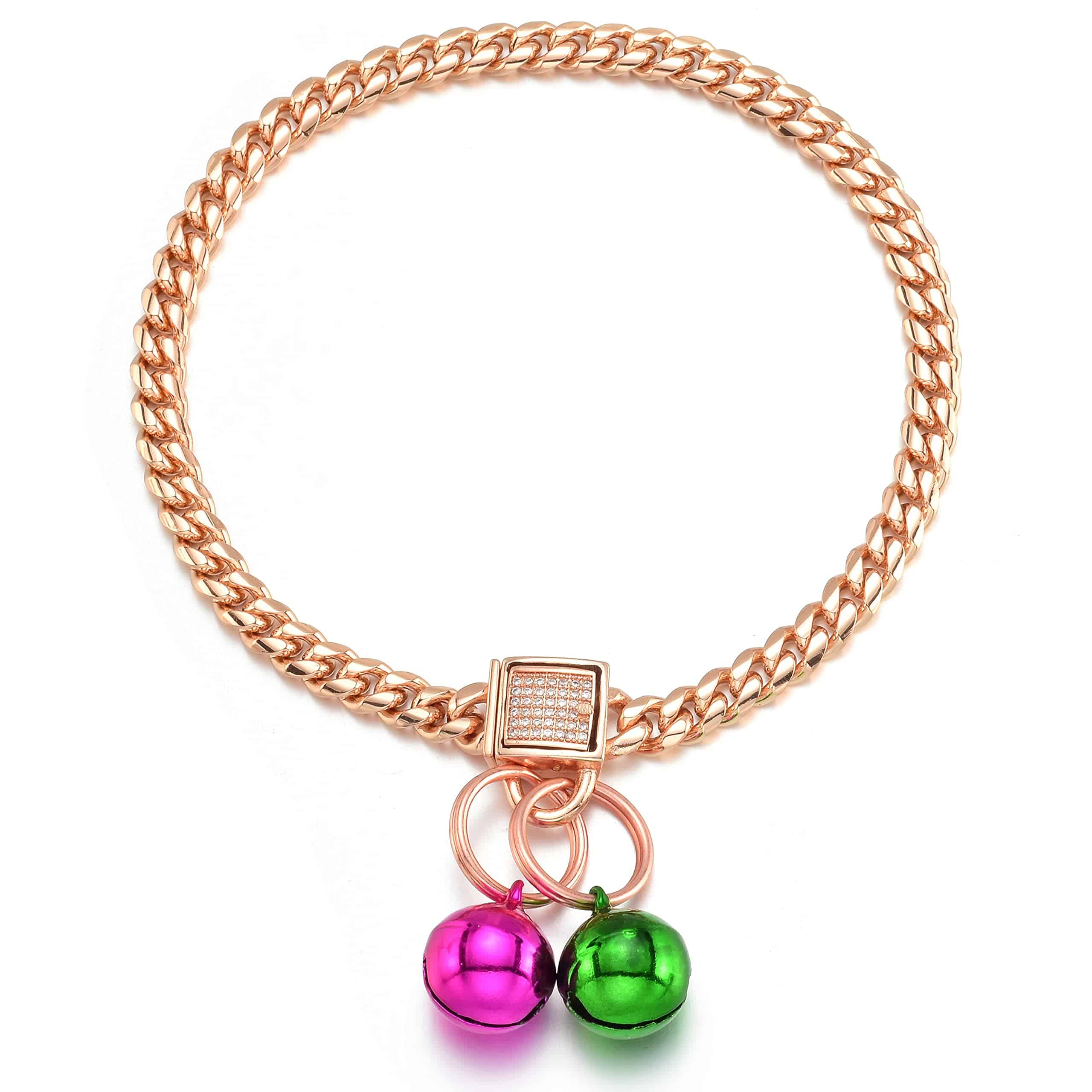 Collar de Cadena para Perros en RoseGold con Campana y
