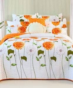 Juego de Cama Queen Size Evenhug 100% Algodón Naranja