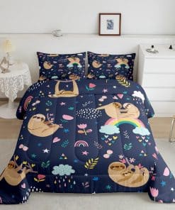 Juego de Edredón de Perezoso Marrón Lindo, Estampado de