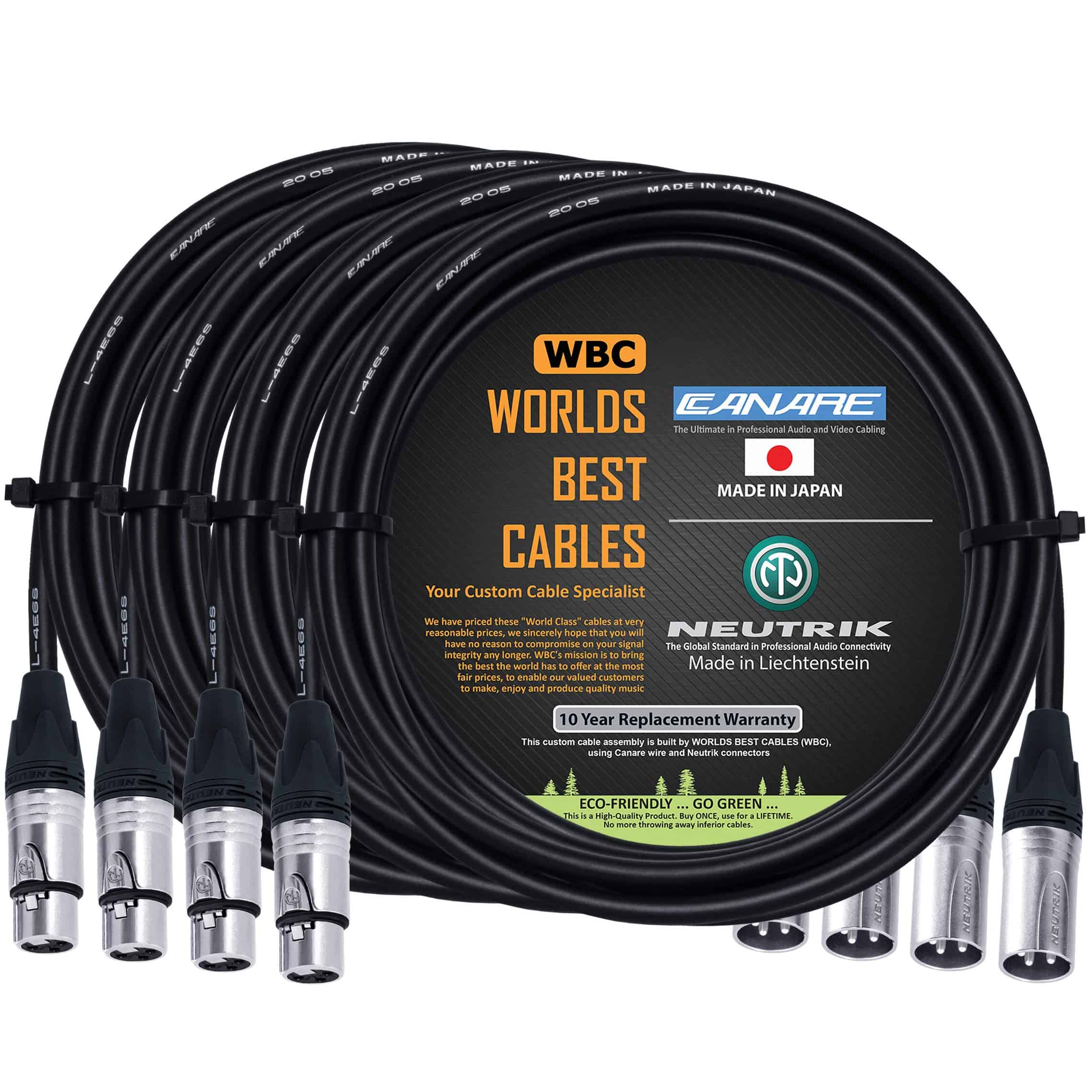 4 Unidades - Cable de Micrófono Cuádruple Balanceado de 12