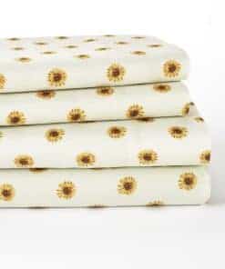 Juego de sábanas con diseño de girasoles y fundas de