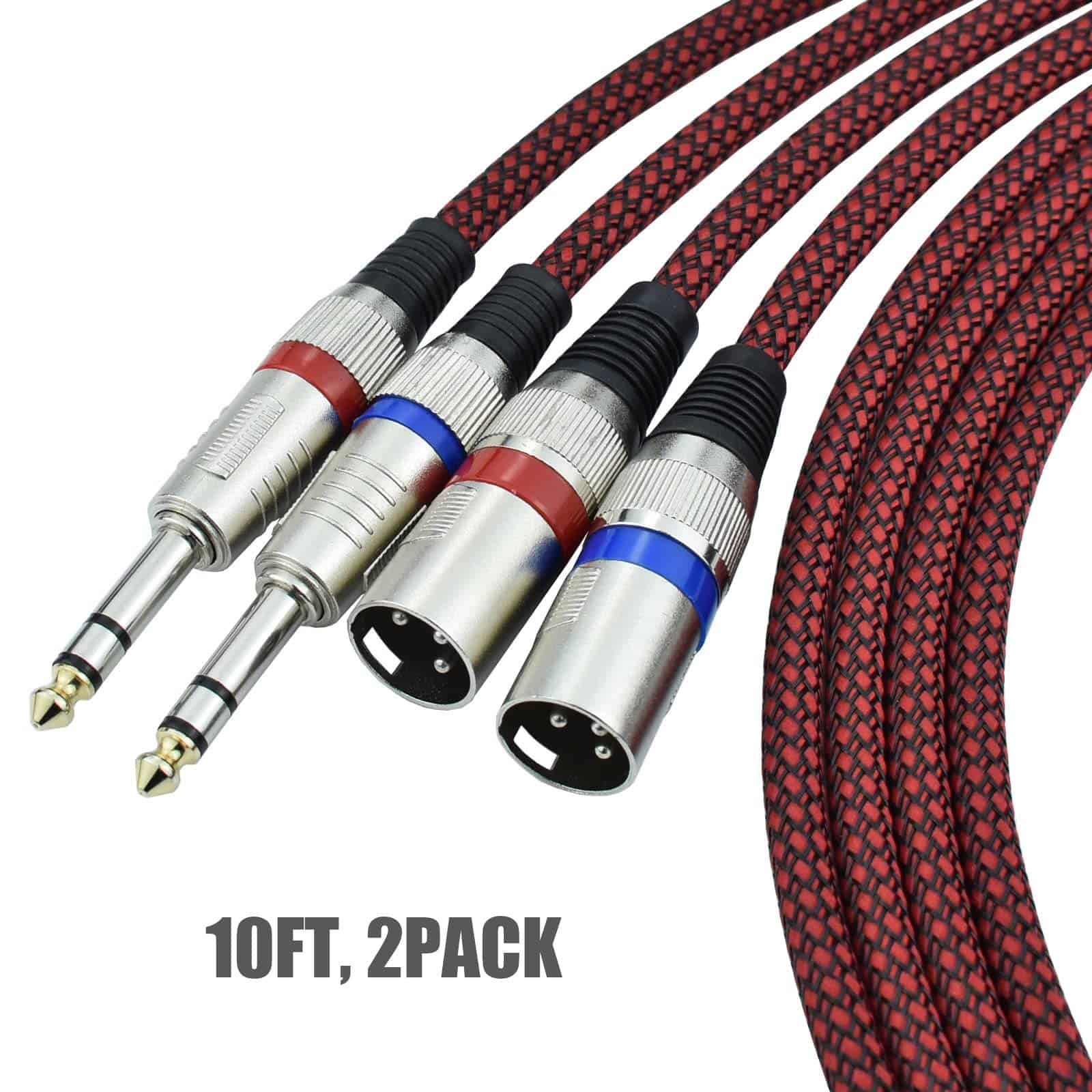 Cable Balanceado Mugteeve 1/4" TRS a XLR Macho - 10FT - Imagen 3