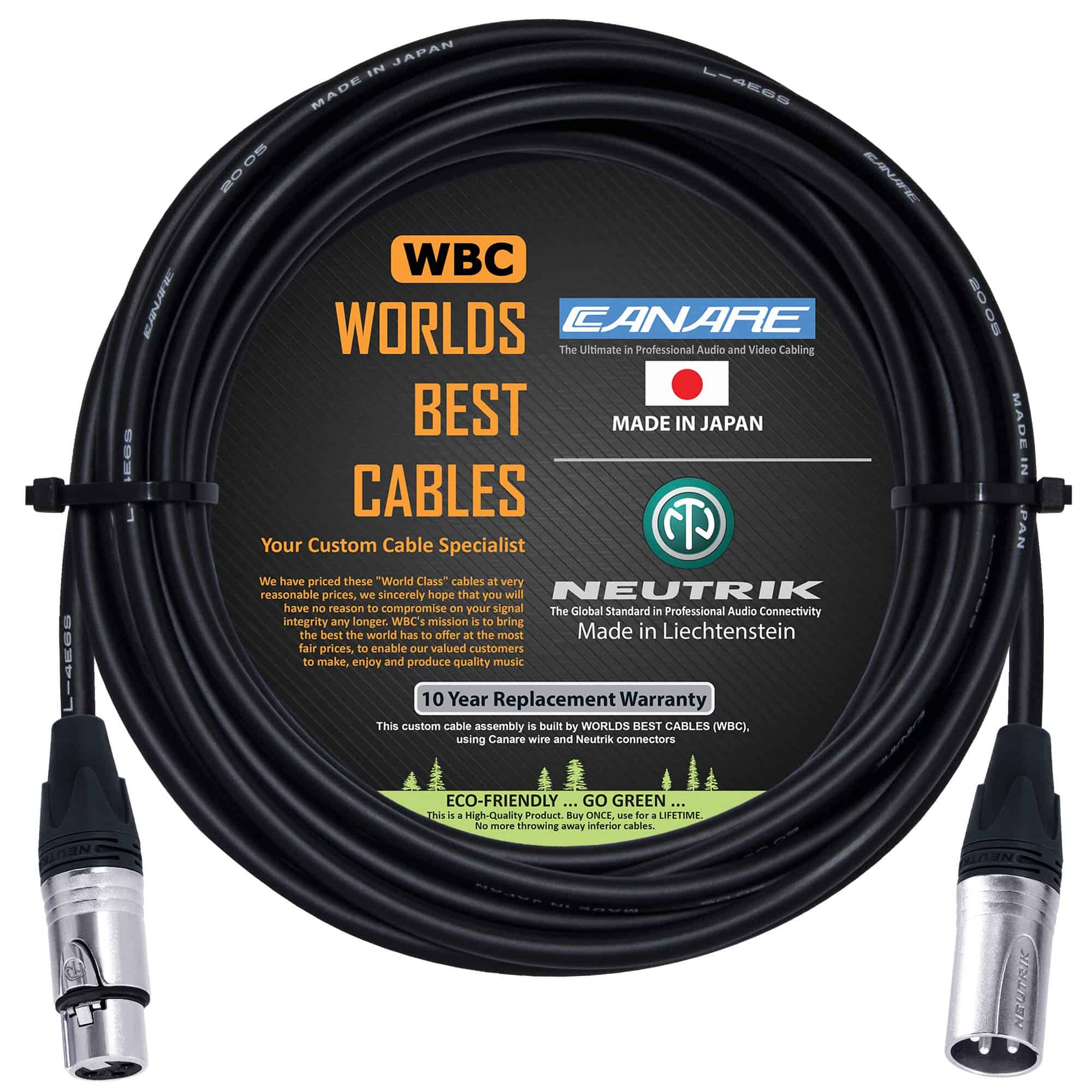 Cable de micrófono Quad Balanceado de 25 pies de WORLDS