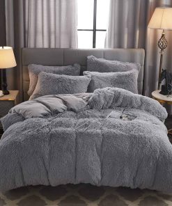 Juego de Funda de Edredón de Piel Falsa Esponjosa y Peluda