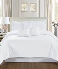 Juego de ropa de cama blanco sólido de tamaño queen de 7