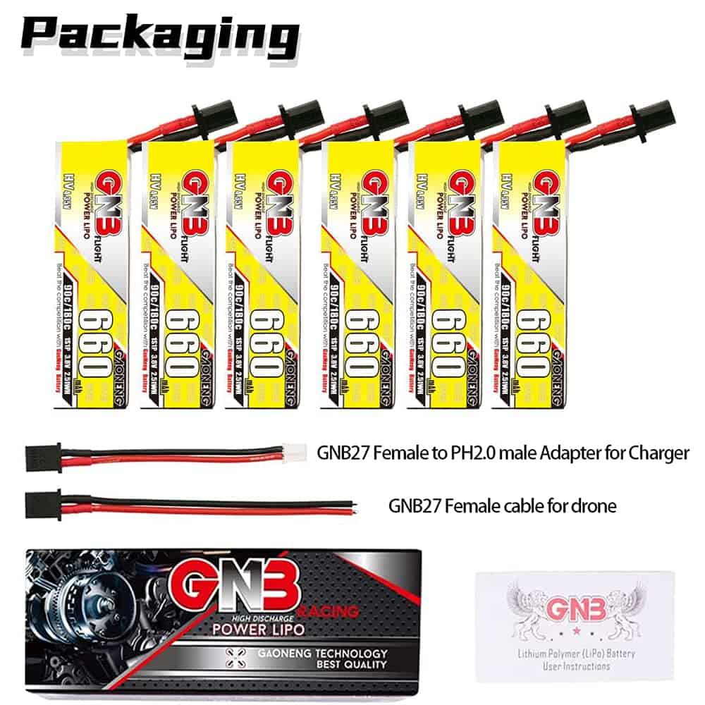 6pcs Batería LiPo GNB 1S 3.8V HV 660mAh 650mAh 600mAh 90C - Imagen 7