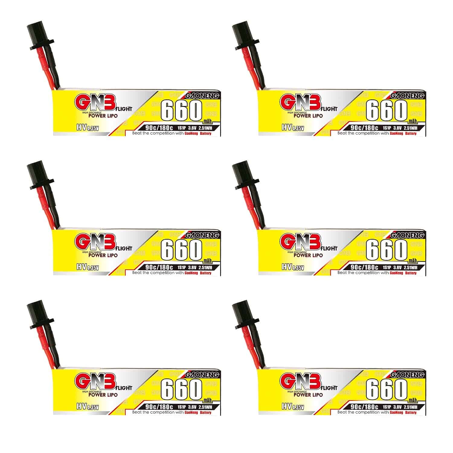 6pcs Batería LiPo GNB 1S 3.8V HV 660mAh 650mAh 600mAh 90C