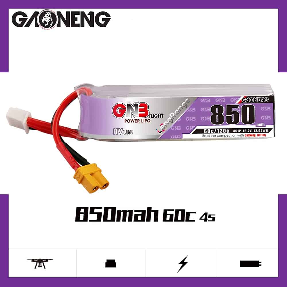 GAONENG 2pcs GNB 4S 850mAh 15.2V Batería LiPo HV 60C 120C - Imagen 6