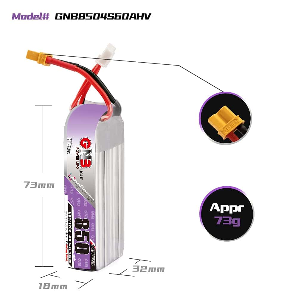 GAONENG 2pcs GNB 4S 850mAh 15.2V Batería LiPo HV 60C 120C - Imagen 5