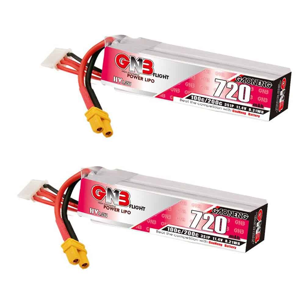 2 piezas de Batería LiPo GNB 3S 11.4V HV 720mAh 100C con