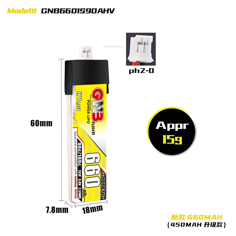 6pcs GNB 1S 660mAh 650mAh 600mAh 90C 3.8V Batería LiPo HV - Imagen 4