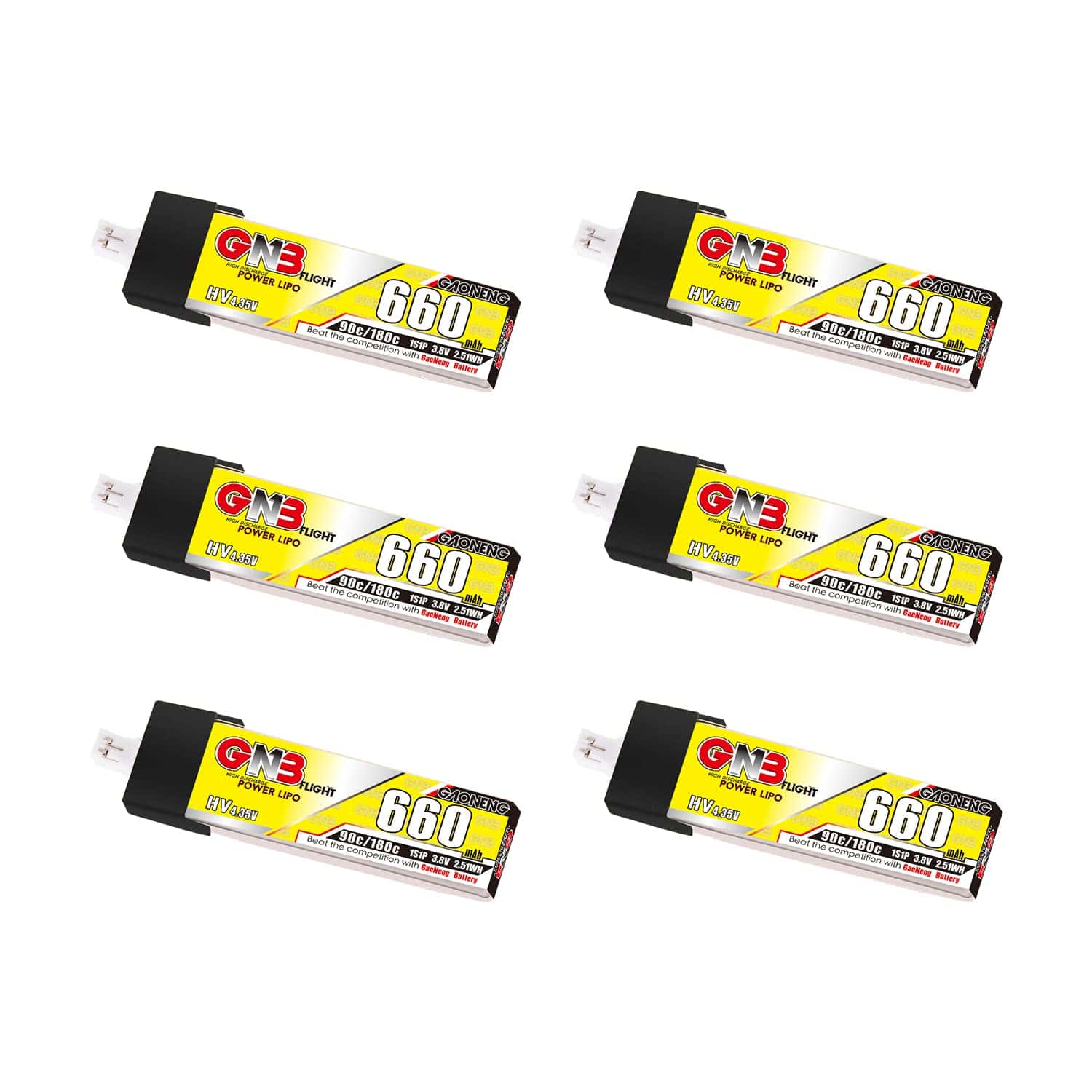 6pcs GNB 1S 660mAh 650mAh 600mAh 90C 3.8V Batería LiPo HV
