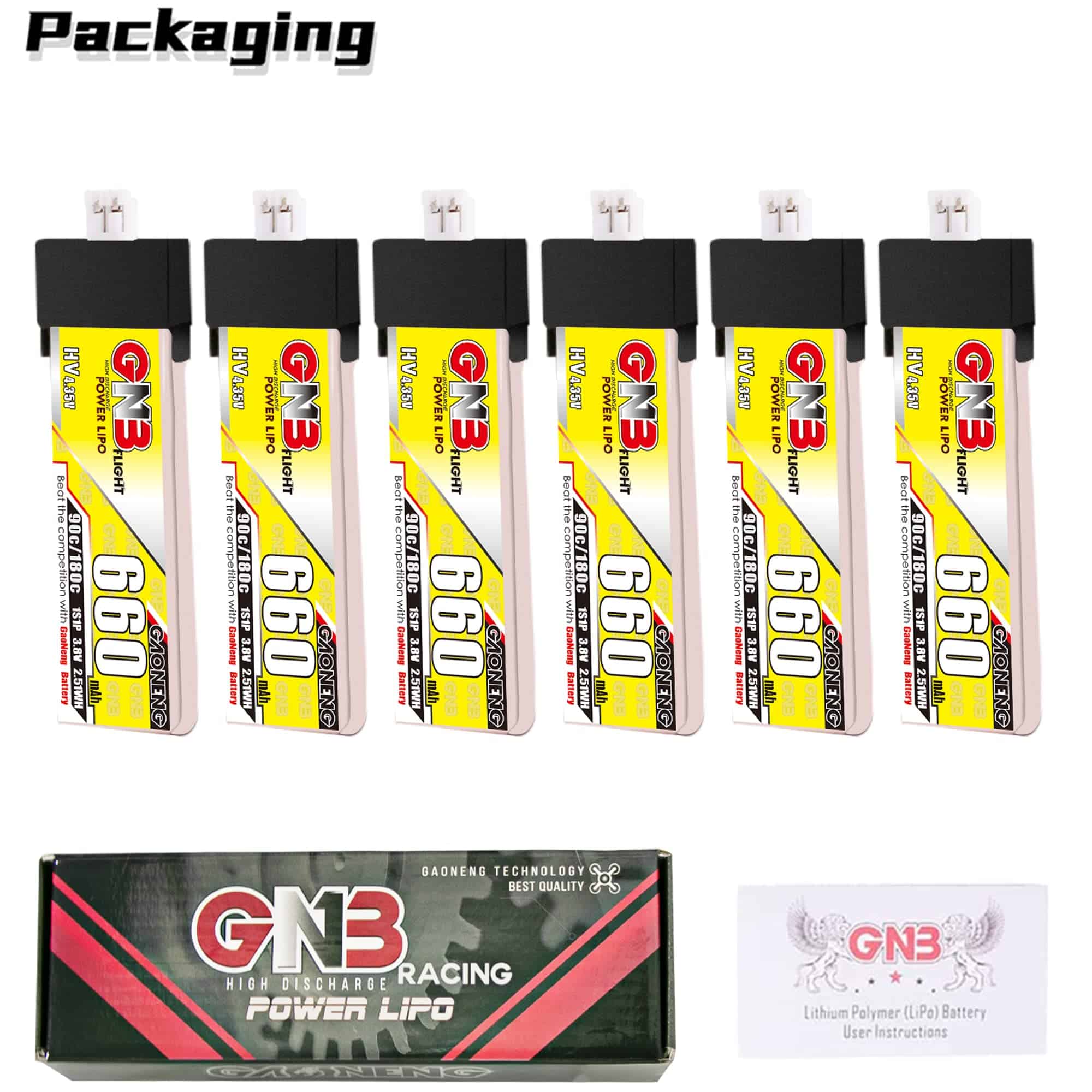 6pcs GNB 1S 660mAh 650mAh 600mAh 90C 3.8V Batería LiPo HV - Imagen 7