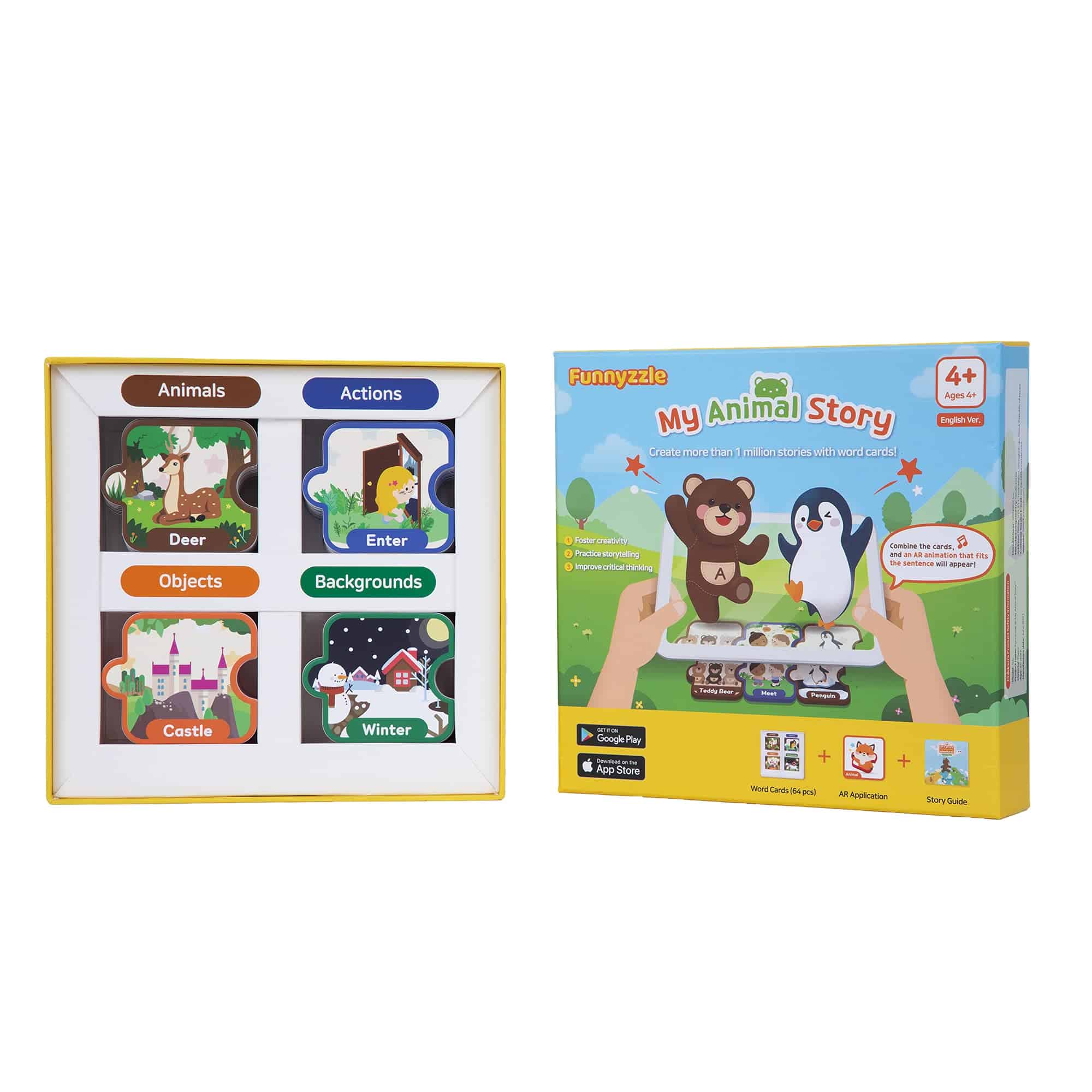 Funnyzzle Animal (AR App Based): Kit de Tarjetas Flash 4D+