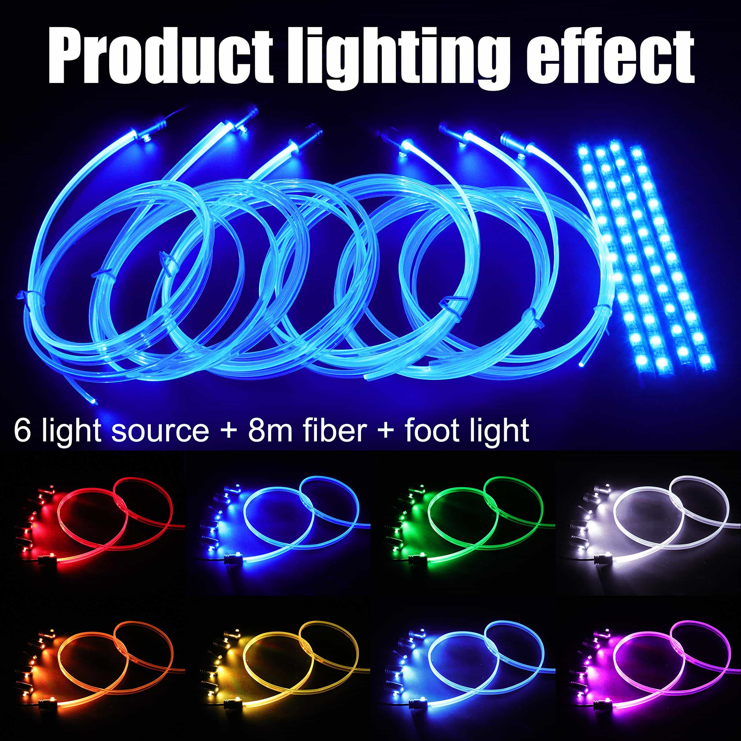 Luces de ambiente para automóvil QAUBEN Cable de fibra - Imagen 5