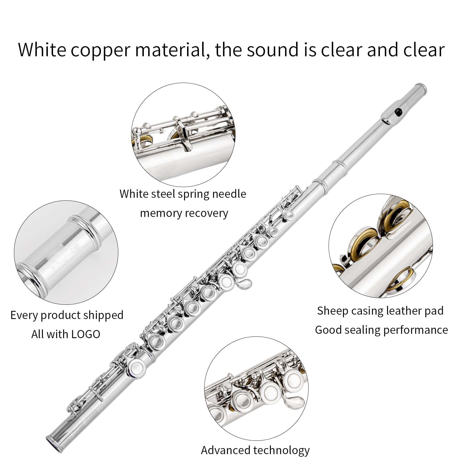 Flauta C cerrada Aisiweier C con grasa para juntas, varilla - Imagen 4