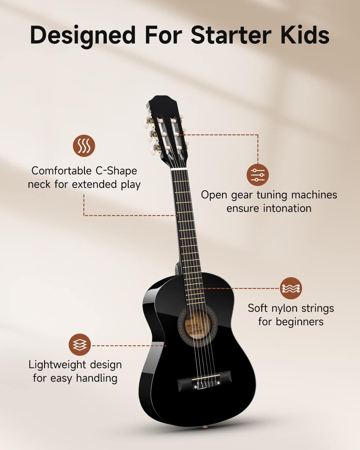 Guitarra Acústica Moukey 30" para Principiantes Niños - Imagen 4