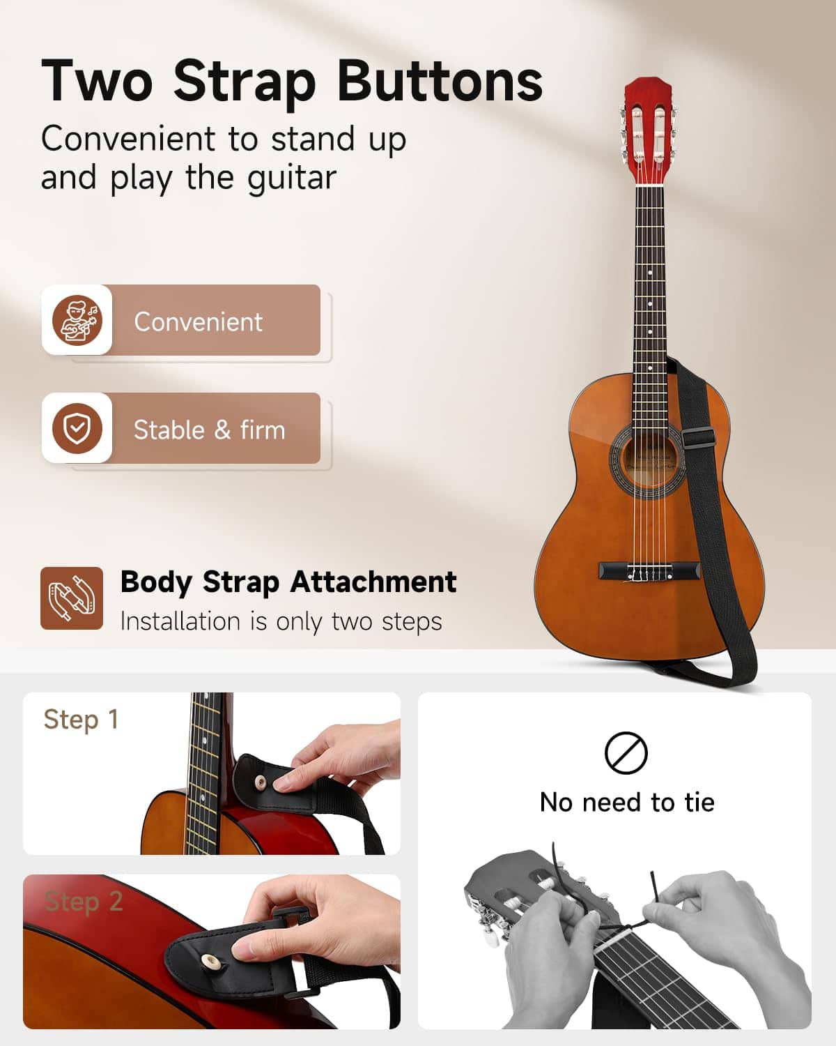 Guitarra Acústica Moukey 36" para -Marrón - Imagen 7