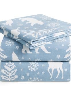 Juego de sábanas de franela de algodón -Azul Claro Invierno