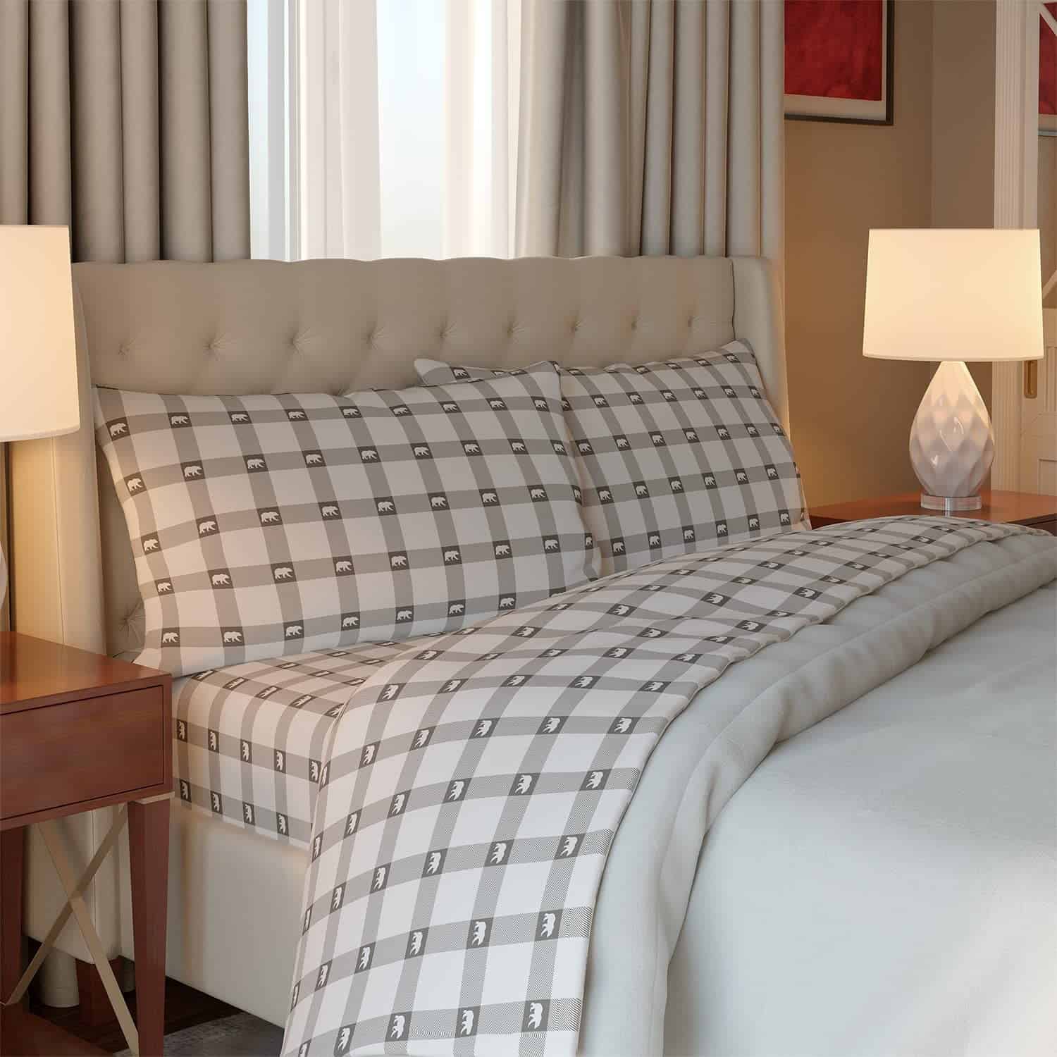 Juego de sábanas de franela Mellanni - 3 -Gris Animal - Imagen 6