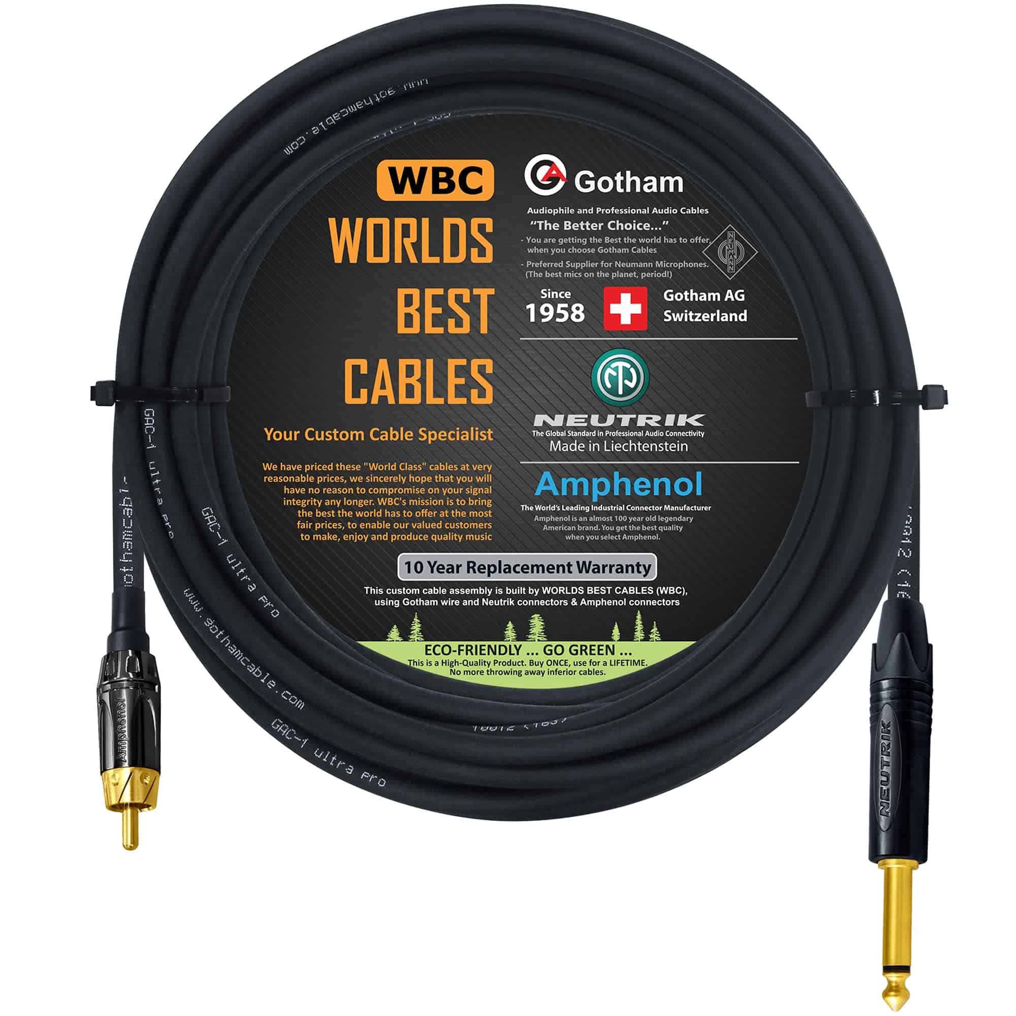 Cable WORLDS BEST 50 pies - TS a RCA - Gotham GAC-1 Ultra