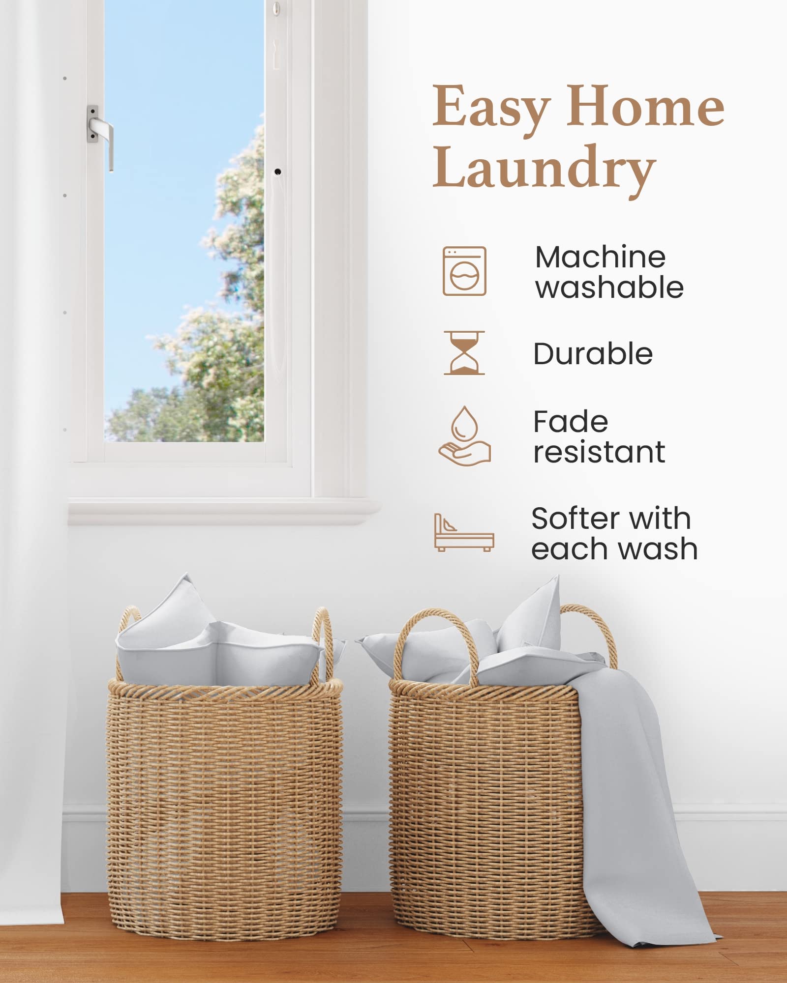 1000 TC Juego de 4 Fundas de Almohada King Gris Claro de - Imagen 6