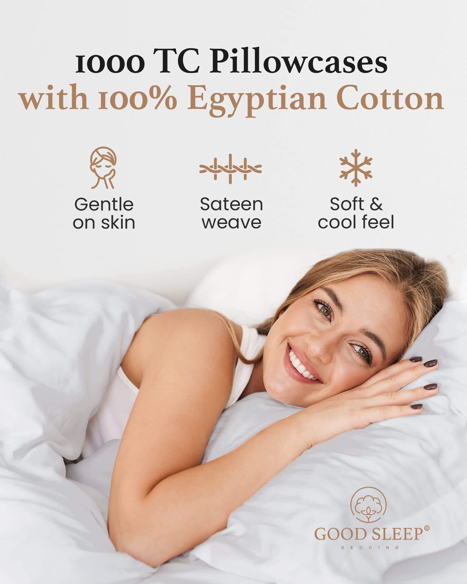 1000 TC Juego de 4 Fundas de Almohada King Gris Claro de - Imagen 5