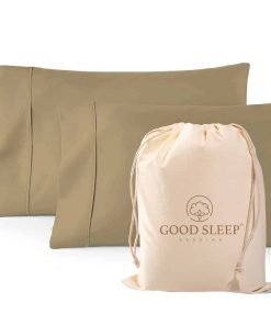 Set de 2 Fundas de Almohada King Taupe 1000 TC en Algodón