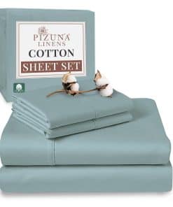 Sábanas de Algodón Puro Pizuna en Tamaño Completo, Lujo de