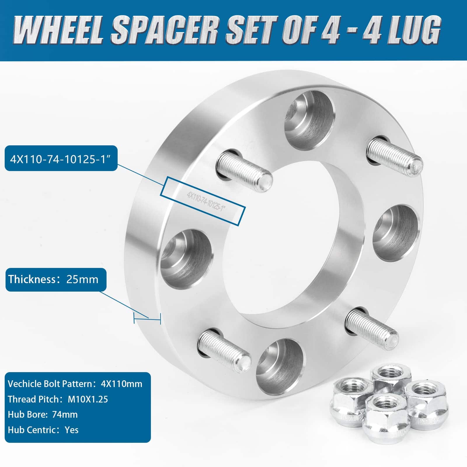 Espaciadores de Rueda JiiinMiiin 4x110 a 4x110 para ATV 1" - Imagen 3