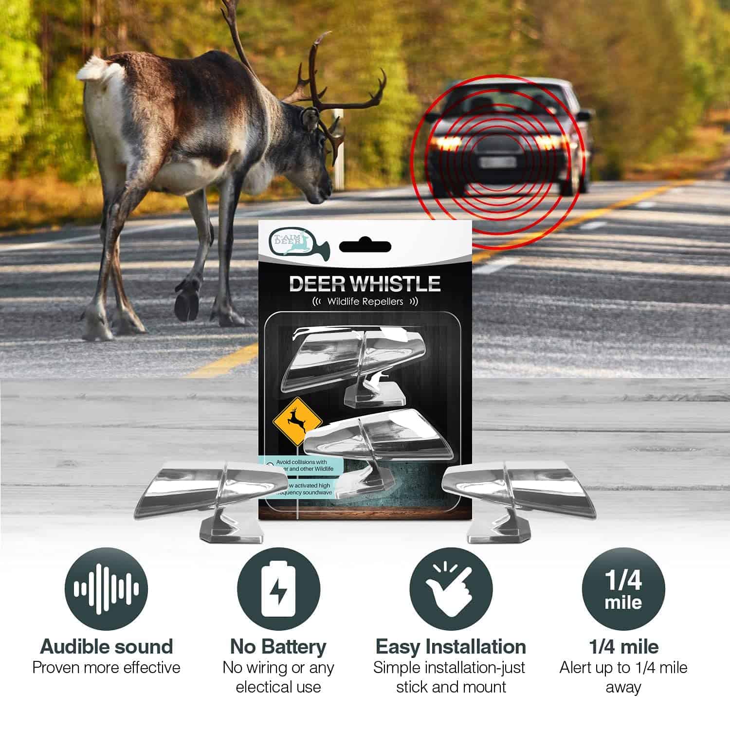 Silbato para ciervos cromado para autos, SUV, camiones, - Imagen 7