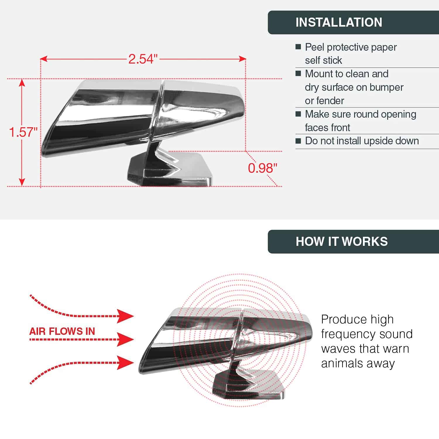 Silbato para ciervos cromado para autos, SUV, camiones, - Imagen 8