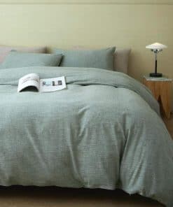 BFS HOME Juego de Funda de Edredón de Algodón/Lino Lavado a