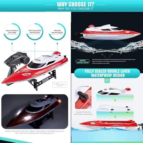 Tounlinx RC Boats con 3 Baterías Alta Velocidad(21.7MPH+) - Imagen 4