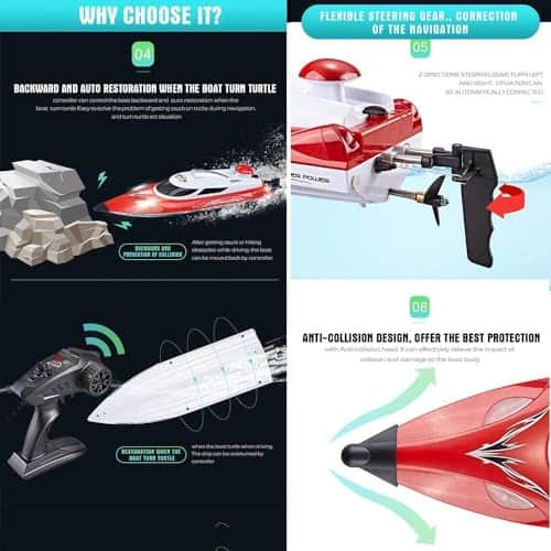 Tounlinx RC Boats con 3 Baterías Alta Velocidad(21.7MPH+) - Imagen 7