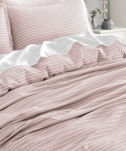 Juego de Funda de Edredón de Rayas Estrechas de Algodón