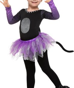 Disfraz de Tutú de Gato Morado y Negro para Niña de