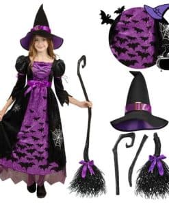 Disfraz de bruja murciélago morado para niña de -Morado