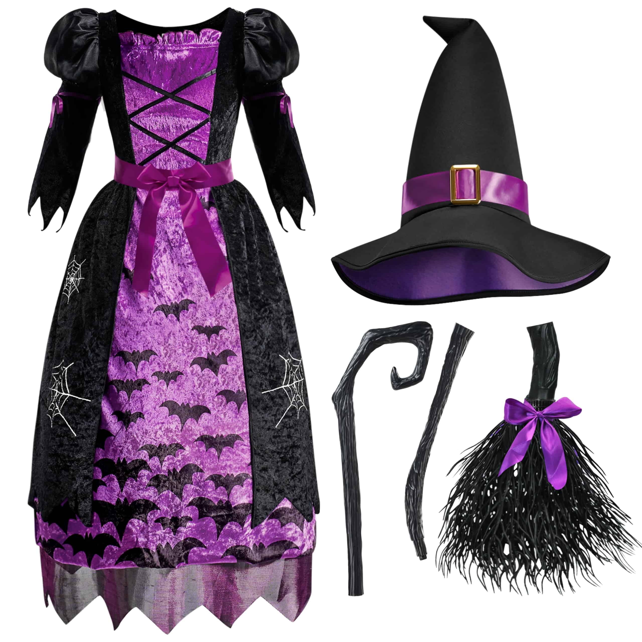 Disfraz de bruja murciélago morado para niña de -Morado - Imagen 7