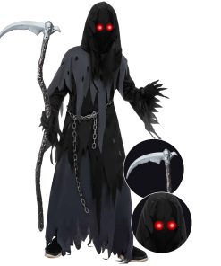 Disfraz de Grim Reaper con Ojos Luminosos para Halloween