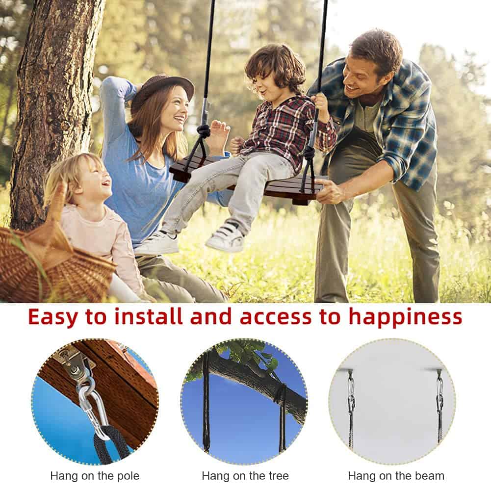 Asiento de Columpio de Madera Pellor, Columpio de Cuerda de - Imagen 7