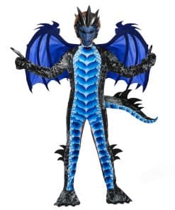 Disfraz de dragón negro y azul para niños -Azul
