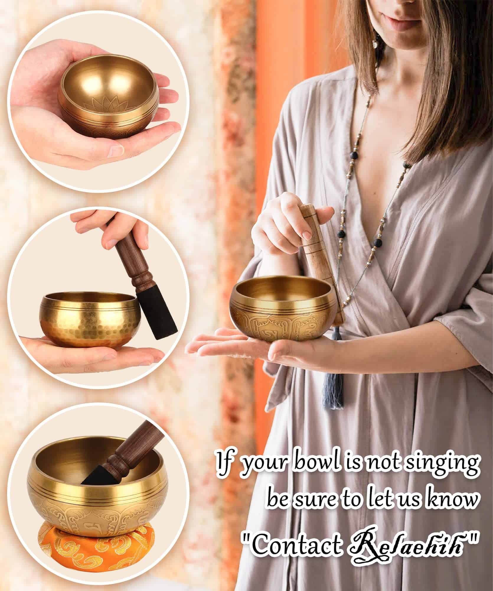 Set de 2 Cuencos Tibetanos Relaehih - 100% Hechos a Mano en - Imagen 6