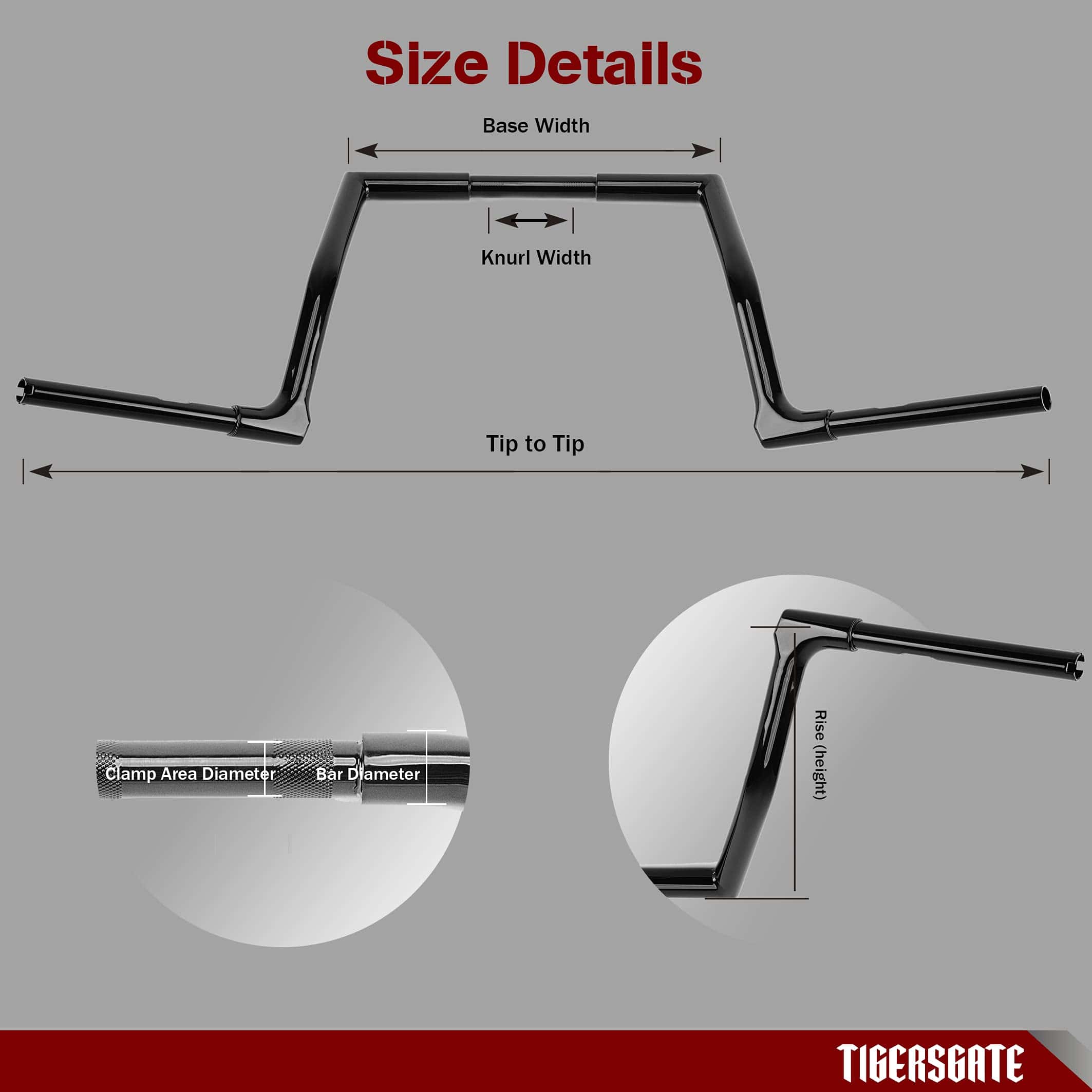 Manillares Musculares Negros de 16'' TIGERSGATE con Agarre - Imagen 6