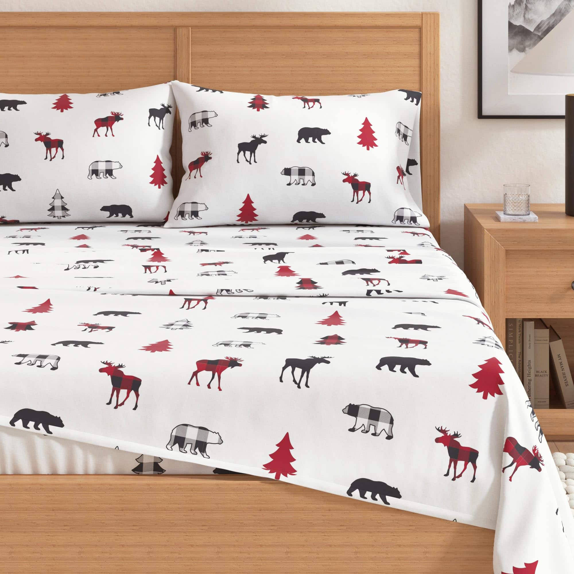 Juego de sábanas de franela Great Bay Home -Moose a cuadros - Imagen 3