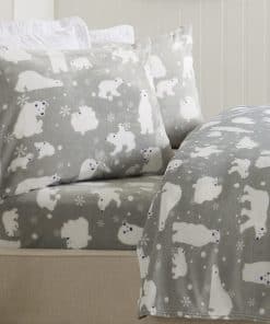 Juego de sábanas extra suaves de terciopelo -Gris Oso Polar