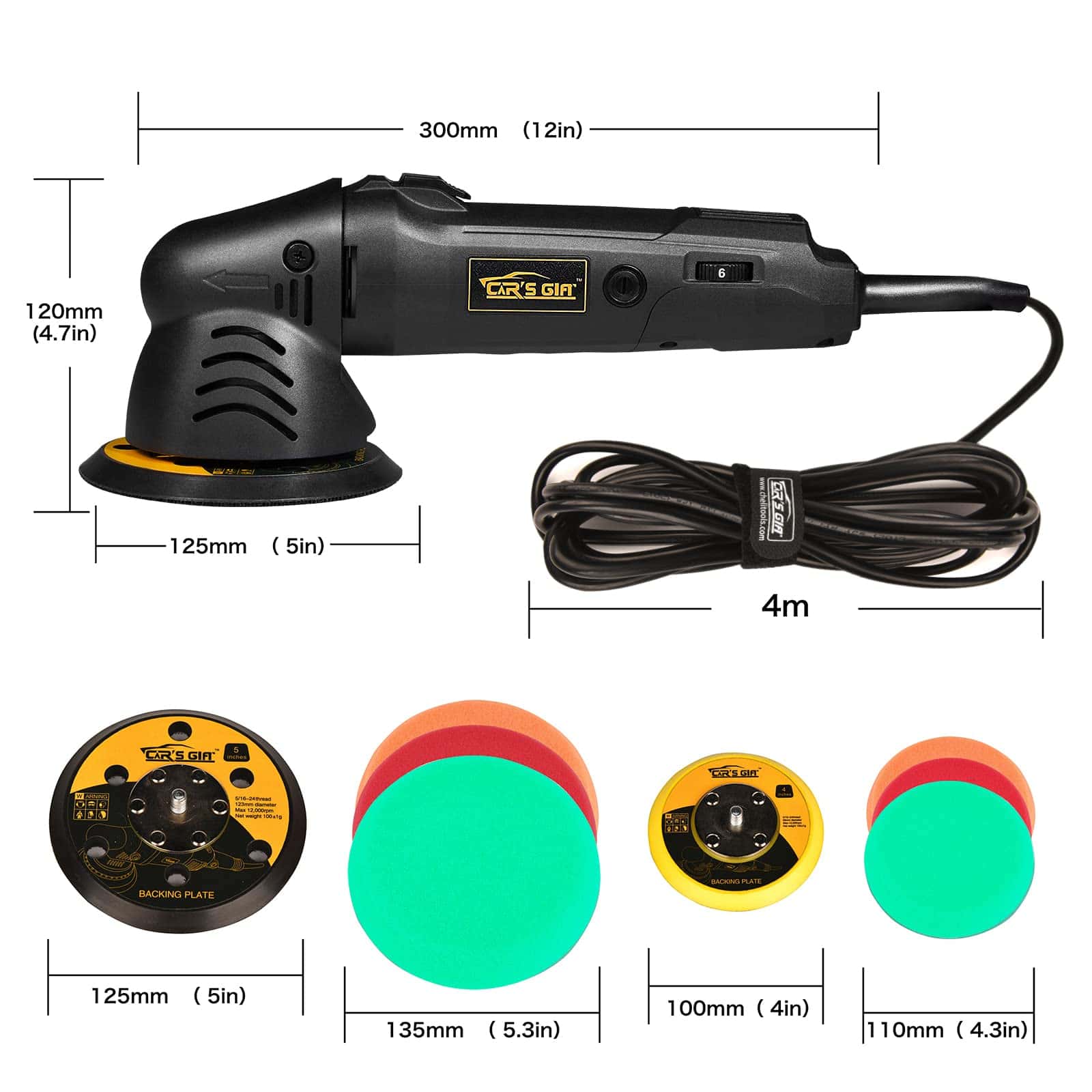 Pulidora de Doble Acción, Pulidora de Coche de 5 Pulgadas - Imagen 7