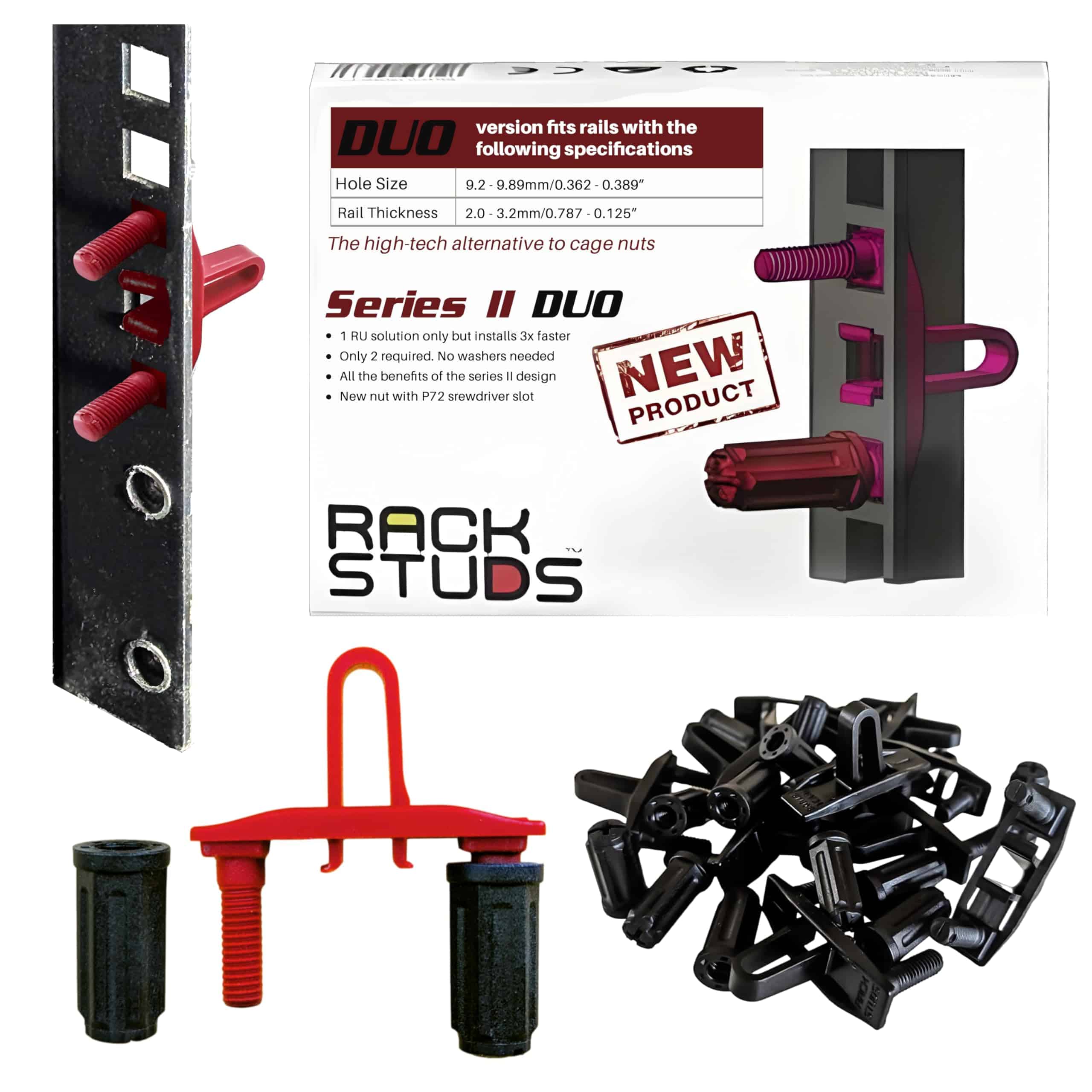 Rackstuds DUO50 1RU Series II Solución de Montaje en Rack -